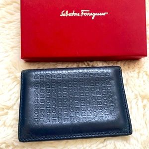 Used card wallet dark navy blue